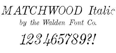 A Wild West style font called Matchwood Italic from the Walden Font Co. It is part of the Wild West Press set of fonts.